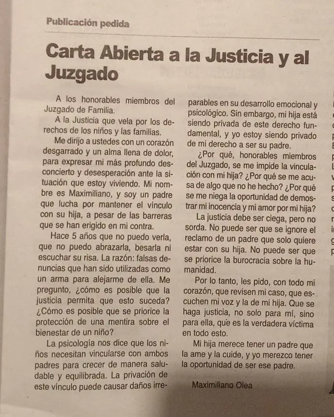 carta maximiliano olea