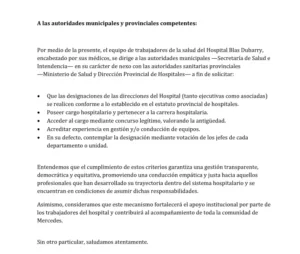 medicos dubarry reclaman transparencia